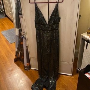 ASOS Blue Sequined Formal Maxi Gown Dress